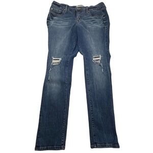 Torrid Boyfriend Straight Jeans Women's 12R 35x31 Blue Distressed Stretch
